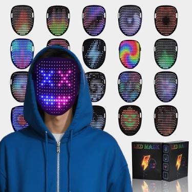 Imagem de MiniLuxis LED Gesture Sensing Light-Up Mask – USB-C Rechargeable, 50+ Patterns, Super Long 8H Runtime – Perfect for Christmas, Halloween, Cosplay, Festivals, Party Costume