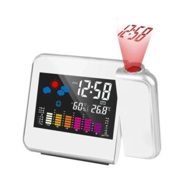 Imagem de Relógio Despertador Digital Com Projeção LED Colorida Rotativa Decoraç