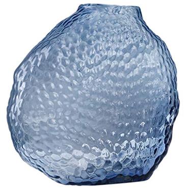 Imagem de YYBOES Vaso de vidro para decoração de vaso de flores, vaso de vidro azul nórdico moderno criativo pequeno apartamento sala de estar mesa de jantar arranjo de flores ornamentos artificiais