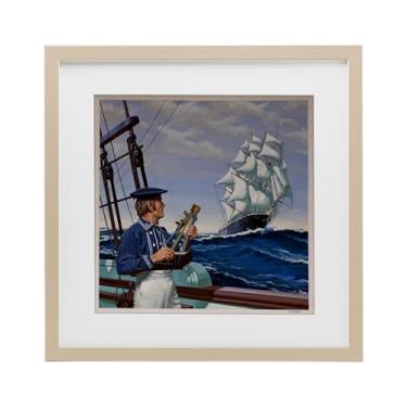 Imagem de Stupell Industries Impressão emoldurada Flying Cloud Sailing Ship Birch Under Glass, design by Wind River Studios, 16 x 16