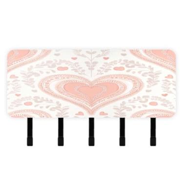 Imagem de Burbuja Porta-chaves de coração moderno dos namorados com 5 ganchos, porta-chaves autoadesivo montado na parede, organizador de armazenamento de correio para entrada, decoração de casa