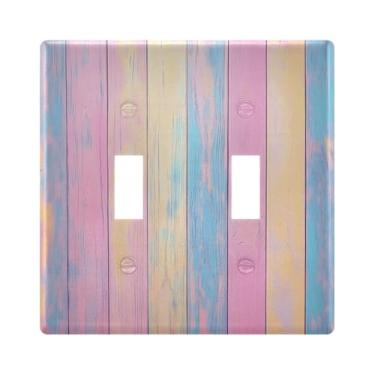 Imagem de Burbuja Capa de placa de parede com interruptor de luz de madeira pastel colorida, placa decorativa de parede, parafusos incluídos, 2 faixas