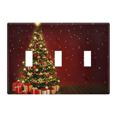 Imagem de Burbuja Capa de placa de parede para interruptor de luz de árvore de Natal, placa decorativa de parede, parafusos incluídos, 3 faixas