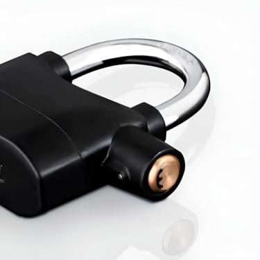 Imagem de Cadeado com Alarme Sonoro 112dB, Aço, Grilhão 10mm, para Bicicleta e Moto, com 3 Chaves e Baterias