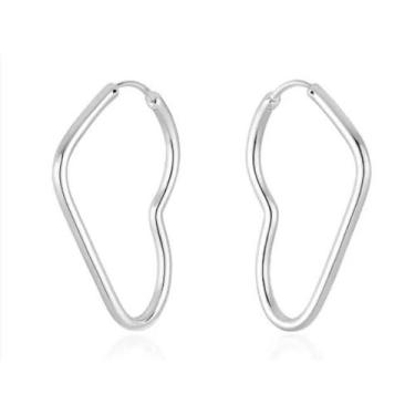 Imagem de Brinco Argola Coração 2,5cm Fio Redondo Em Prata 925 - Loja das Pratas