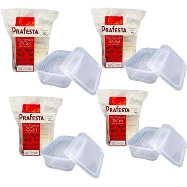 Imagem de Kit 96x Pote Retangular Microondas E Freezer 250ml Leve 4pct - Prafest