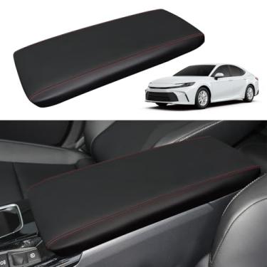 Imagem de YOFAMO Capa de apoio de braço para carro Toyota Camry 2025 à prova d'água capas de almofada de console central resistente a arranhões capa protetora de couro acessórios de decoração (pontos pretos +