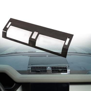Imagem de FINMOKAL Capa de moldura de acabamento de saída de saída de ar do console central de fibra de carbono compatível com Land Rover Defender 2020-2023, preta