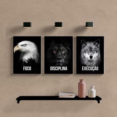 Imagem de KIT 3 Quadros Decortativos FOCO, DISCIPLINA, EXECUÇÃO foto ou imagem -