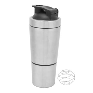 Imagem de CHEOTIME Coqueteleira de proteína, copo coqueteleira de aço inoxidável com balança e batedor de arame, misturas de proteínas portáteis à prova de vazamento para amantes de academia, adolescentes