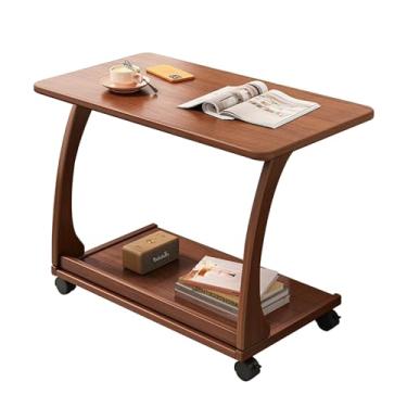 Imagem de Mesa de centro industrial de 2 camadas, mesa de centro retrô, mesa lateral para sala de estar, mesas de centro de madeira para sala de estar, mesa central simples moderna (60 * 40 * 65 cm/23,6 * 15,7