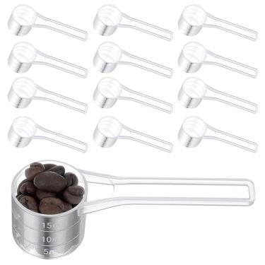 Imagem de Pacote com 12 colheres de sopa de plástico, colher de sopa de 15 ml, cabo longo de 15 cc, colheres de mesa, colheres medidoras para café, chá, proteína, especiarias, alimentos para animais de