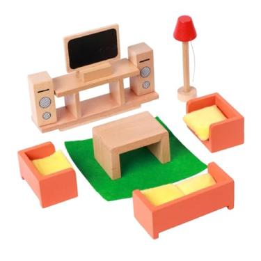 Imagem de MERIGLARE Conjunto de Móveis de Madeira para Casa de Bonecas, Brinquedo de Faz-Tudo, Acessórios para Casa de Bonecas, Miniaturas para Decoração, Presente de, Sala de Estar