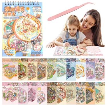 Imagem de SZXYCZL 20 PCS Cute Miniature 3D DIY Sticker Scene, Scenery Stick Make Own Mini House Sticker Therapy Relief Pass The Time Gift for Teen Adult-Blue Animals Store