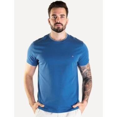 Imagem de Camiseta Aramis Masculina Grey Friso Gola Azul Royal-Masculino