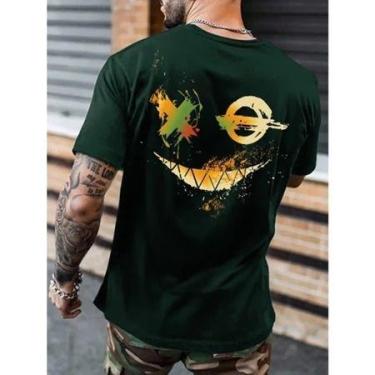 Imagem de Camiseta Masculina Smile X O T-shirt Manfinity Camisa 100% Algodão, p,