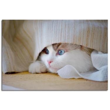 Imagem de Adorável gato arte de parede gatinho impressão em tela animal pôster para casa conjunto de 1 decorações não ramed 76.2 cm x 50.8 cm