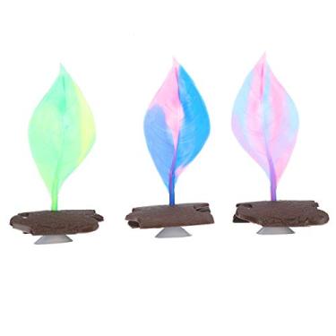 Imagem de Phefop 3 Pçs Decorações de Plantas de Aquário, Plantas de Aquário de Silicone Folha Artificial Paisagens do Tanque de Peixes para água Salgada do Tanque de Peixes