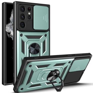 Imagem de Capa para Samsung Galaxy S25/S25 Plus/S25 Ultra, capa com suporte de anel magnético com proteção de câmera de tela, capa antiarranhões