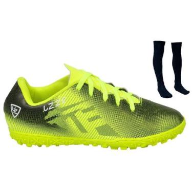 Imagem de Chuteira Society Nova Na Caixa Adulto UZ + Meião - Uzze, Amarelo, 43