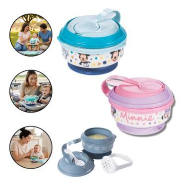 Imagem de Pote papinha Minnei Mickey sopa c/ amassador ventosa para bebe introdu