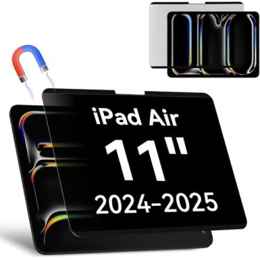 Imagem de Protetor de tela de privacidade compatível com iPad Air 11 2024, filtro espião de luz azul antirreflexo privado, alta sensibilidade, sem bolhas, fácil instalação, protetor de tela de segurança preto
