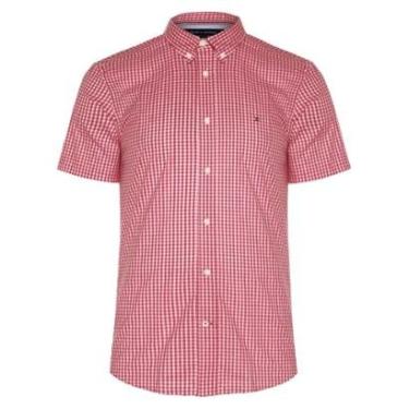 Imagem de Camisa Tommy Hilfiger Masculina Manga Curta Xadrez Vichy Vermelha-Masculino