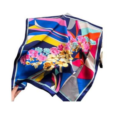 Imagem de Lenço Quadrado De Seda Luxuoso Feminino, Lenço De Cetim Para Pescoço, 