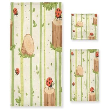 Imagem de xigua Conjunto de toalhas de banheiro de joaninhas de desenho animado absorvente macio 3 peças toalha de banho toalha de mão toalhas decorativas para banheiro, academia, hotel, praia, piscina