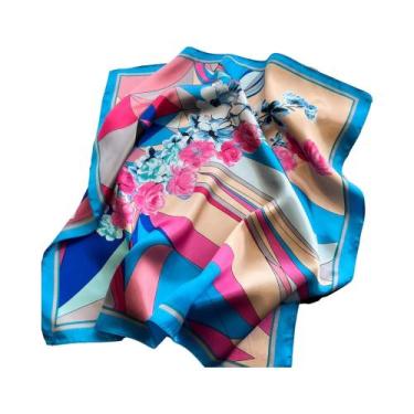 Imagem de Lenço Quadrado De Seda Luxuoso Feminino, Lenço De Cetim Para Pescoço, 