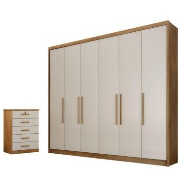 Imagem de Guarda Roupa Casal Bolonha E Gaveteiro Suiça Cumaru 25 Fendi - Novo Horizonte