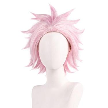 Imagem de Peruca de cosplay rosa Spiky Short Style sintética de 35 cm para todas