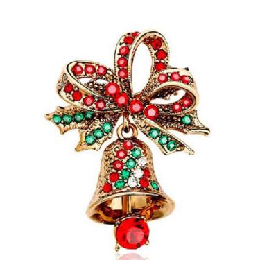 Imagem de Broche Pin Vintage Christmas Bell Alloy com strass - yiweisai