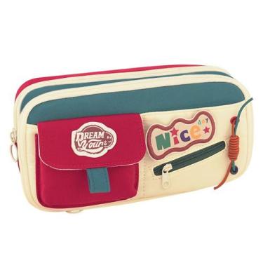 Imagem de Estojo de lápis vintage retrô de grande capacidade para canetas escola