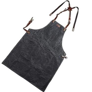 Imagem de Avental de lona encerada com tiras de couro para homens e mulheres - Y