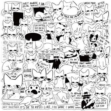 Imagem de Conjunto de adesivos florais em preto e branco, 50 unidades Creative P