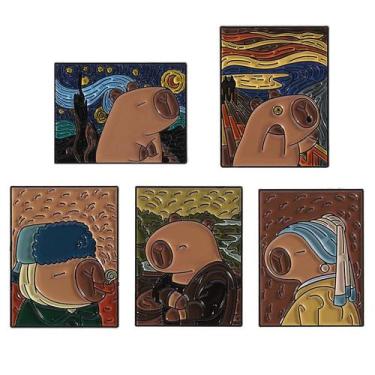 Imagem de Conjunto de broches Creative Capybara Cartoon Animal Alloy - Yiweisai