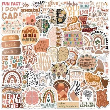 Imagem de Pacote de adesivos Mental Health 50 unidades à prova d'água Boho Aesth