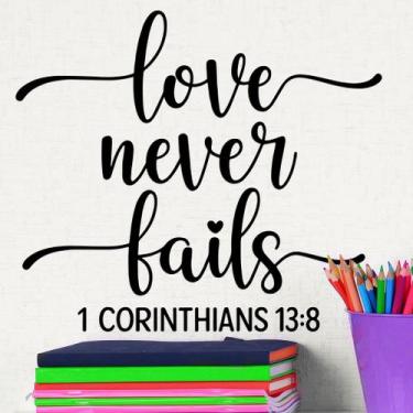 Imagem de Adesivo de parede Love Never Fails 1 Corinthians 13:8 PVC 30x40cm - yi