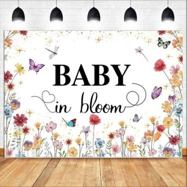 Imagem de Tapeçaria para pendurar na parede Floral Baby Gender Reveal 150x100cm 