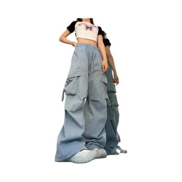 Imagem de Calças Cargo Y2K De Cintura Alta Para Mulheres, Moda Streetwear Hip Ho