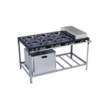Imagem de Fogão Industrial 6 Bocas Grelhas 30X30 com Banho Maria e Forno M23 S20
