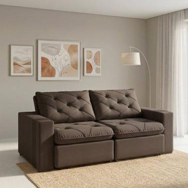 Imagem de Sofá Retrátil e Reclinável 3 Lugares Bipartido 250cm Veraguas Espresso Móveis Marrom