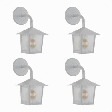 Imagem de Kit 4 Arandela Colonial Nina Quadrada Vidro Pontilhado E27 Blumenau Bi