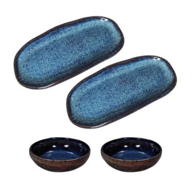 Imagem de Kit 4 Peças Petisqueira Cerâmica Entrada Molho Porto Brasil