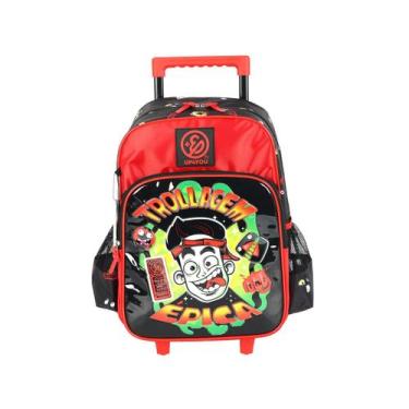 Imagem de Mochila Enaldinho Rodas Juvenil Meninos Escolar YouTuber, Vermelho