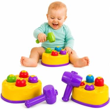 Imagem de Brinquedo Educativo Para Bebe Ratta Tuff Bate Martelinho Didatico 1 ano