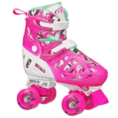 Imagem de Roller Derby Trac Star Patins ajustáveis para meninas, branco/rosa, médio (12-2)