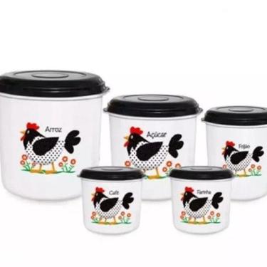Imagem de Pote Plastico Conjunto Mantimento Galinha 5 Peças