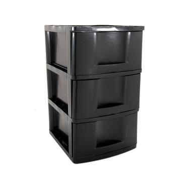 Imagem de Gaveteiro de Chão São Bernardo com 3 Gavetas Plástico 33x38x56cm Preto